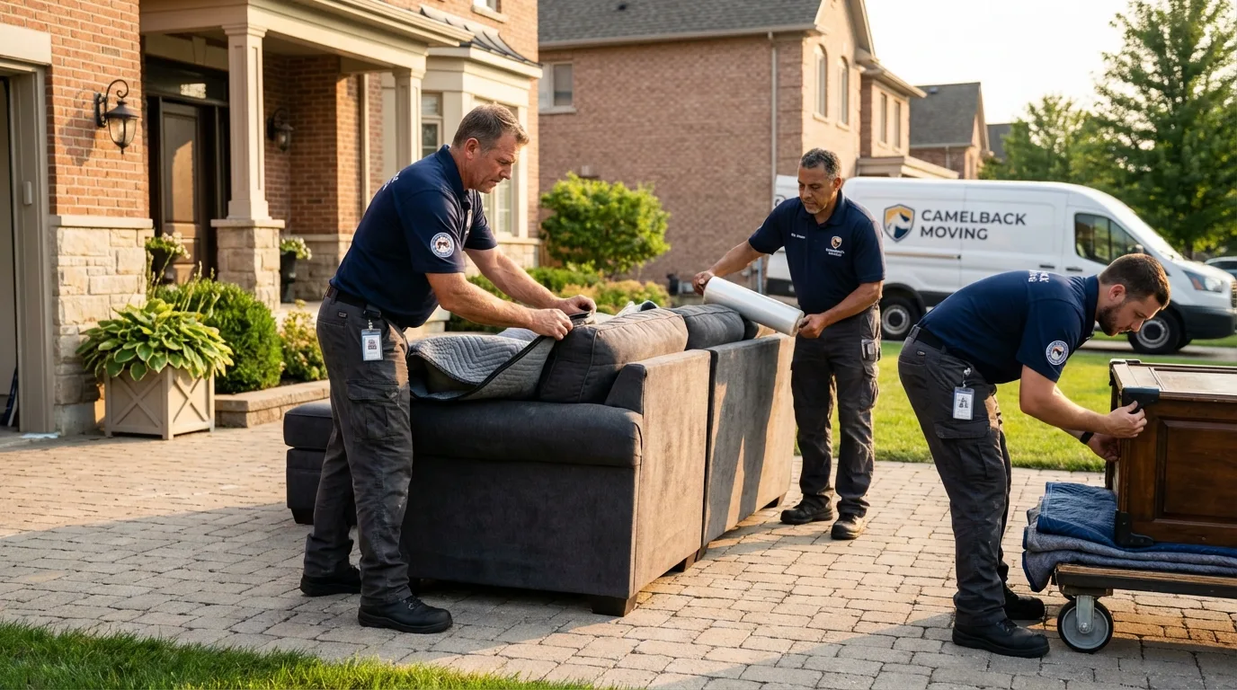 Large estate moving crew wrapping furniture in Pleasanton, KS